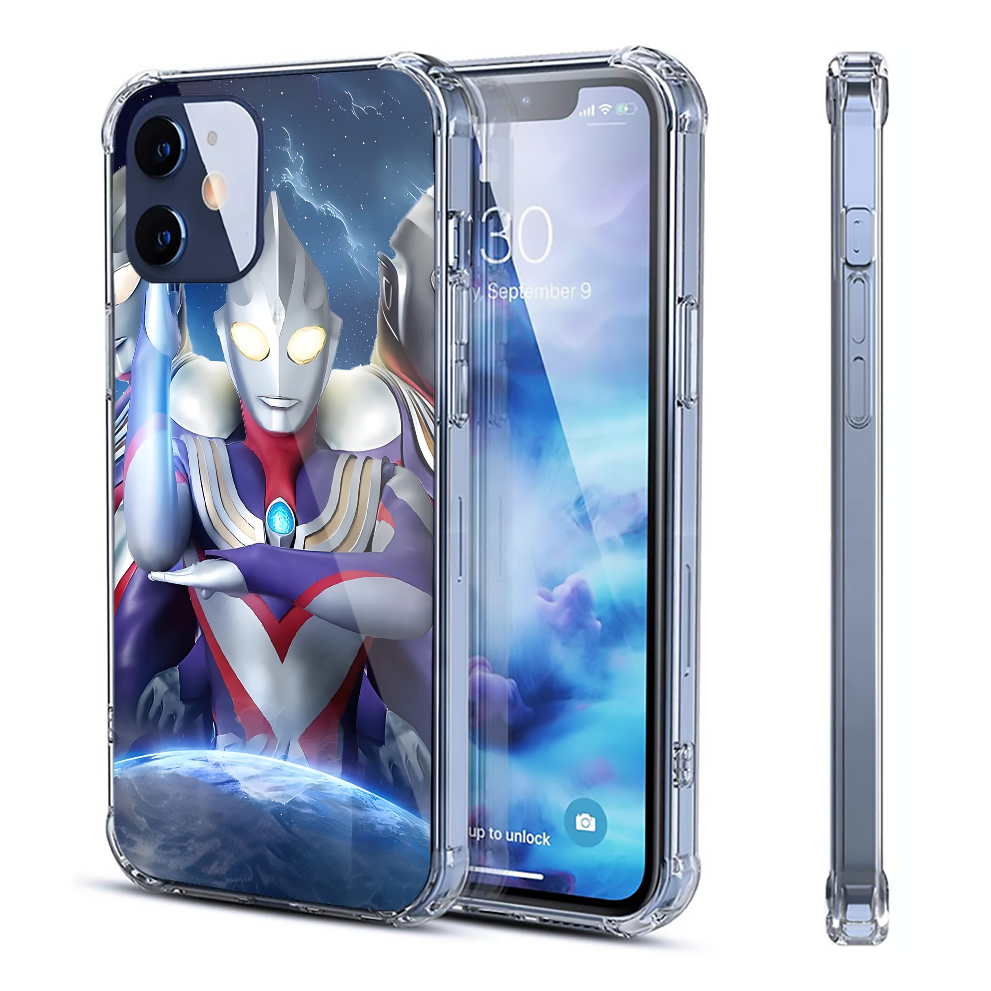 （画像用） ウルトラマン Ultraman 【iPhone 12シリーズ対応】透明スマホケース（クリアソフトケース）